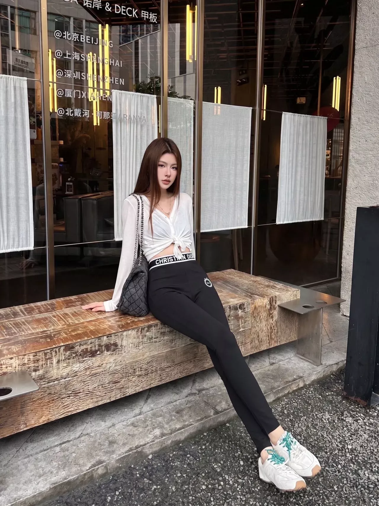 디올 로고 밴드 스키니 여성용 레깅스 팬츠 상세 이미지 15
