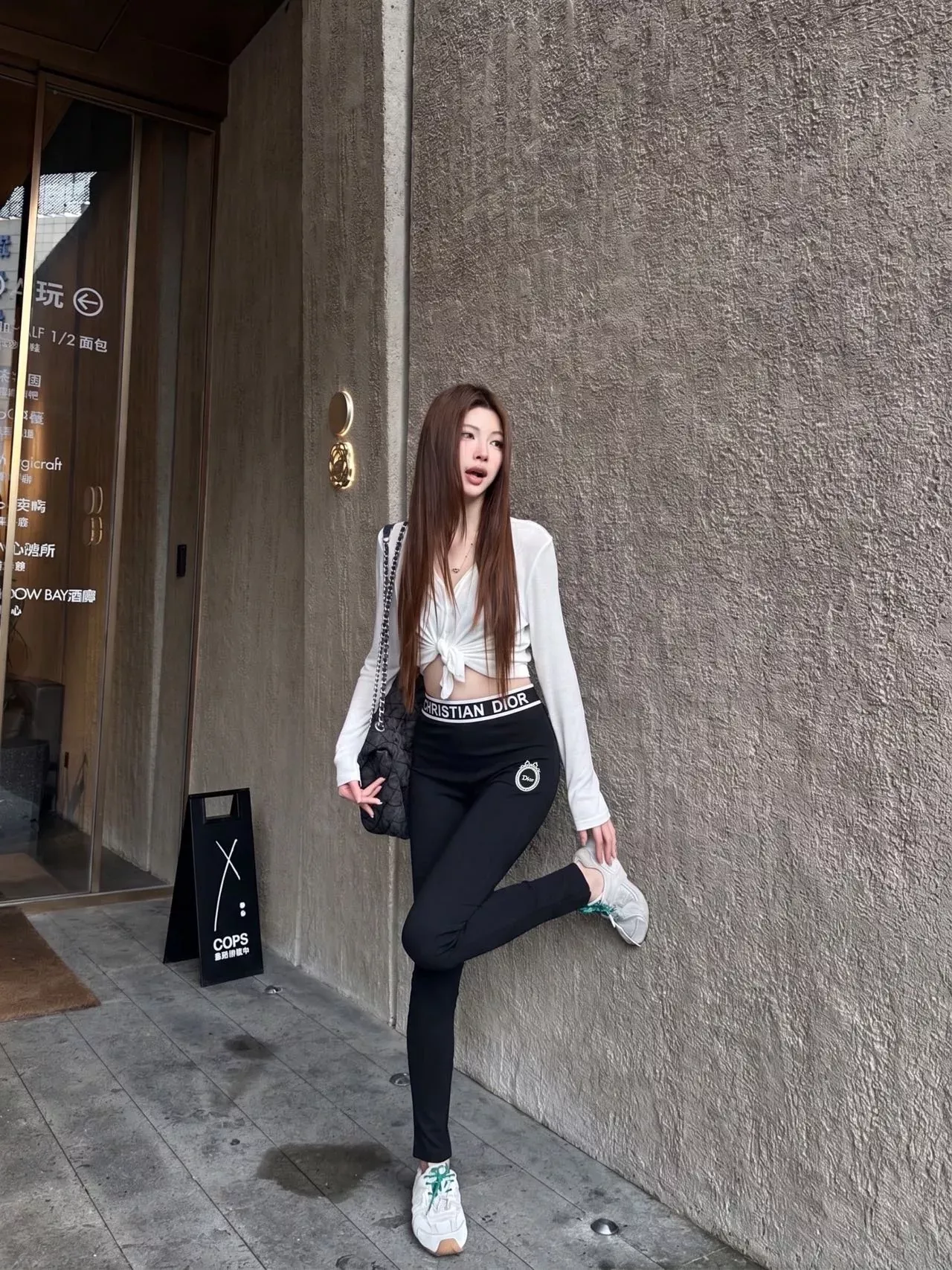 디올 로고 밴드 스키니 여성용 레깅스 팬츠 상세 이미지 16