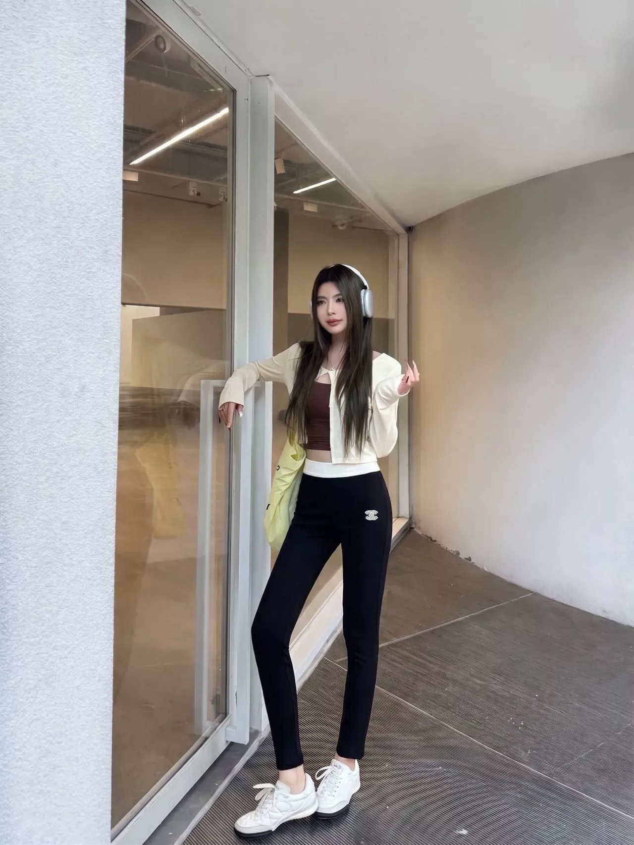 샤넬 배색 허리 자수 여성용 레깅스 팬츠 상세 이미지 15