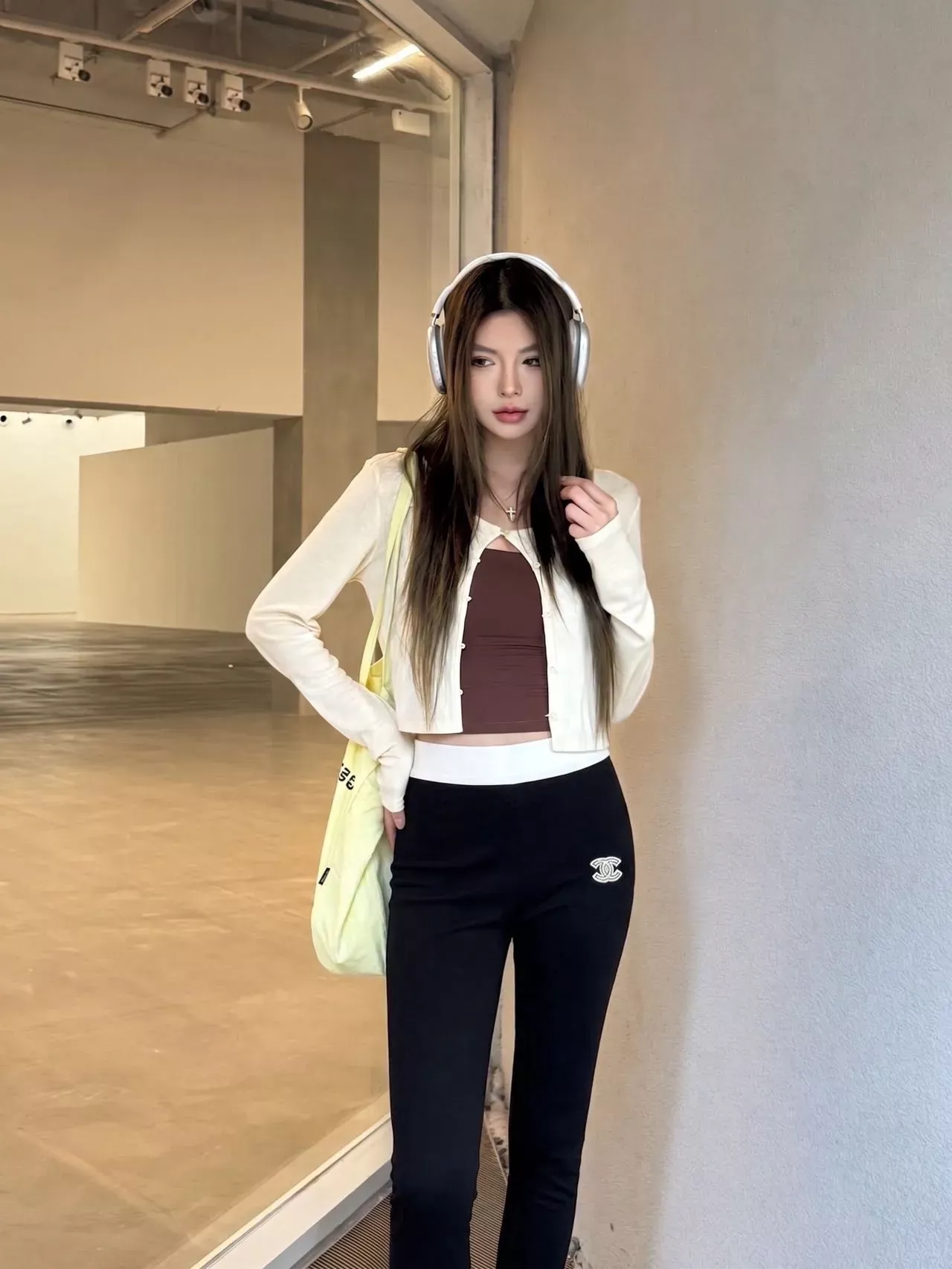 샤넬 배색 허리 자수 여성용 레깅스 팬츠 상세 이미지 16