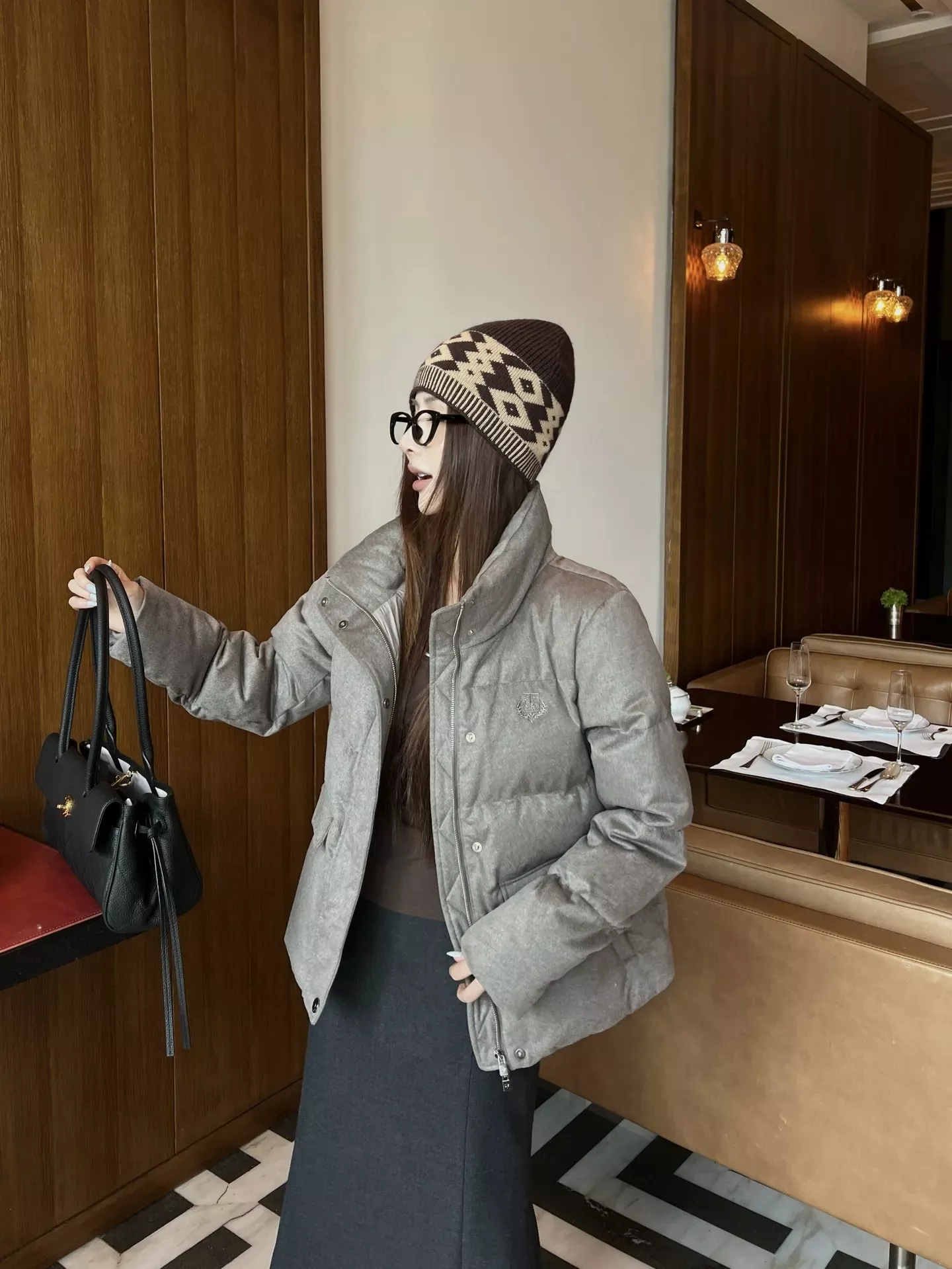 로로피아나 캐시미어 혼방 하이넥 여성용 쇼트 패딩 상세 이미지 12