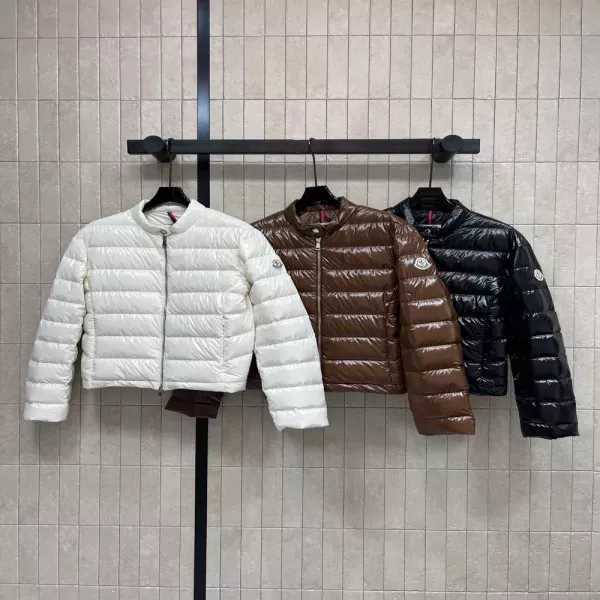 몽클레어 광택 경량 하이넥 여성용 쇼트 패딩