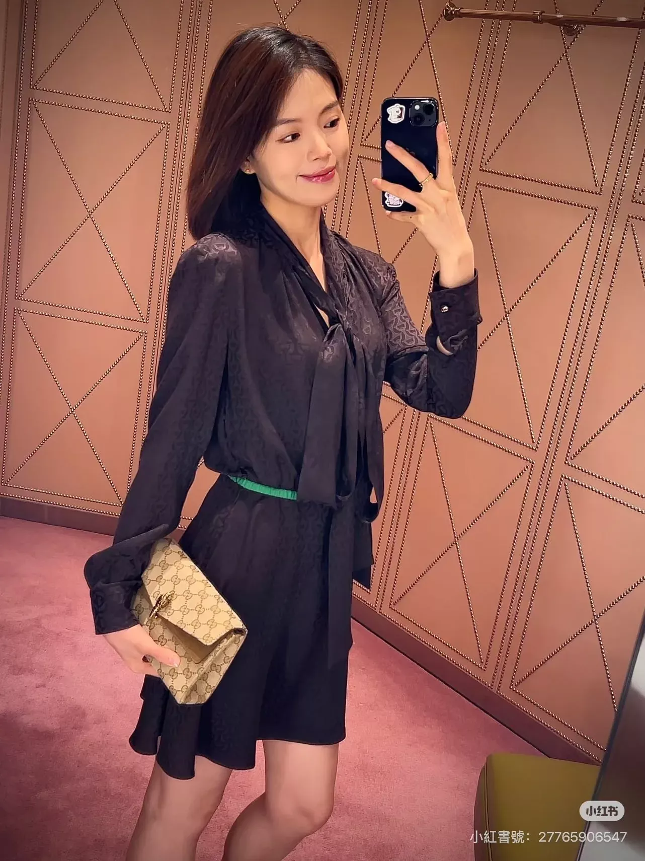 구찌 제카드 리본 장식 여성용 원피스 상세 이미지 30