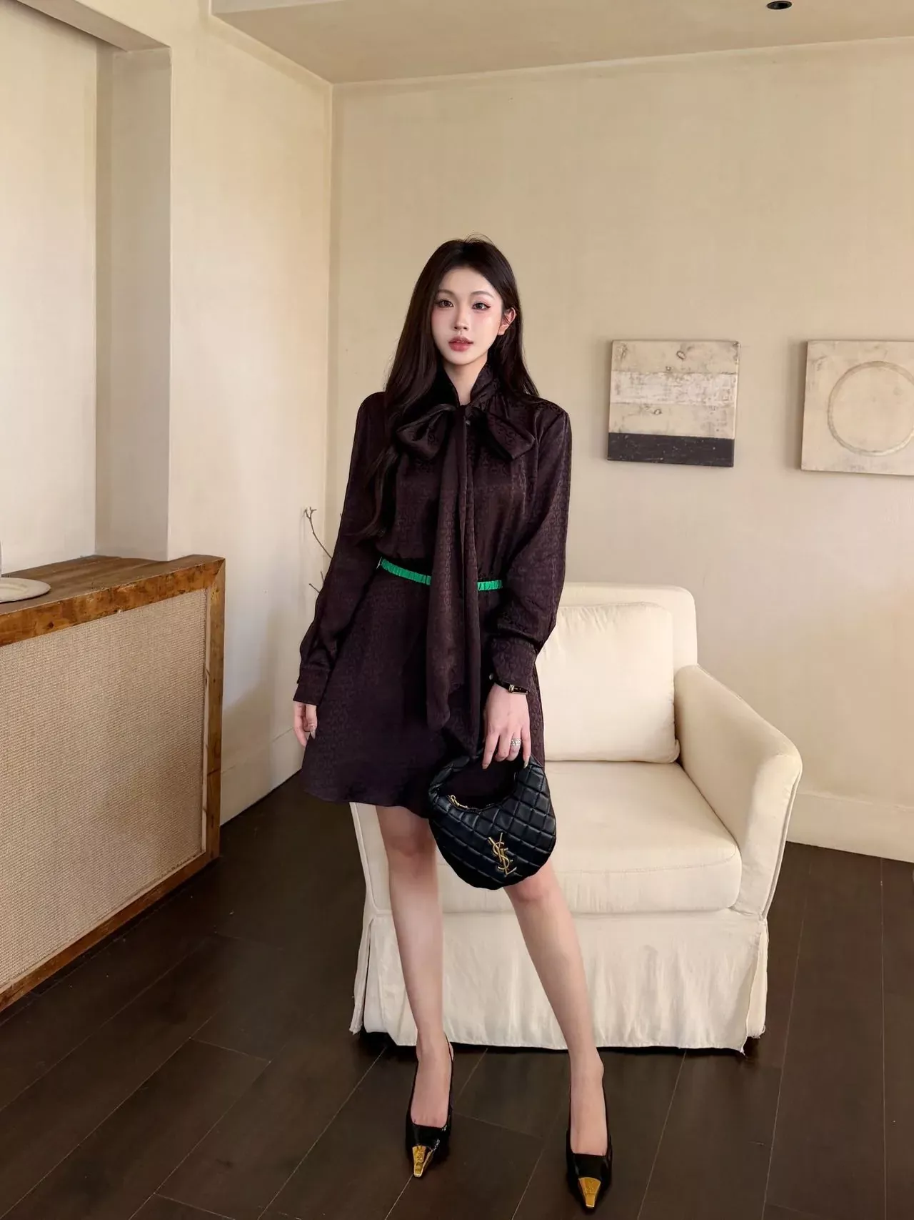 구찌 제카드 리본 장식 여성용 원피스 상세 이미지 38