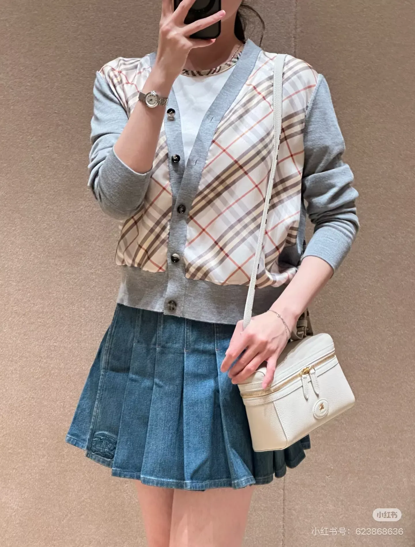 버버리 워싱 데님 플리츠 여성용 미니 스커트 상세 이미지 24
