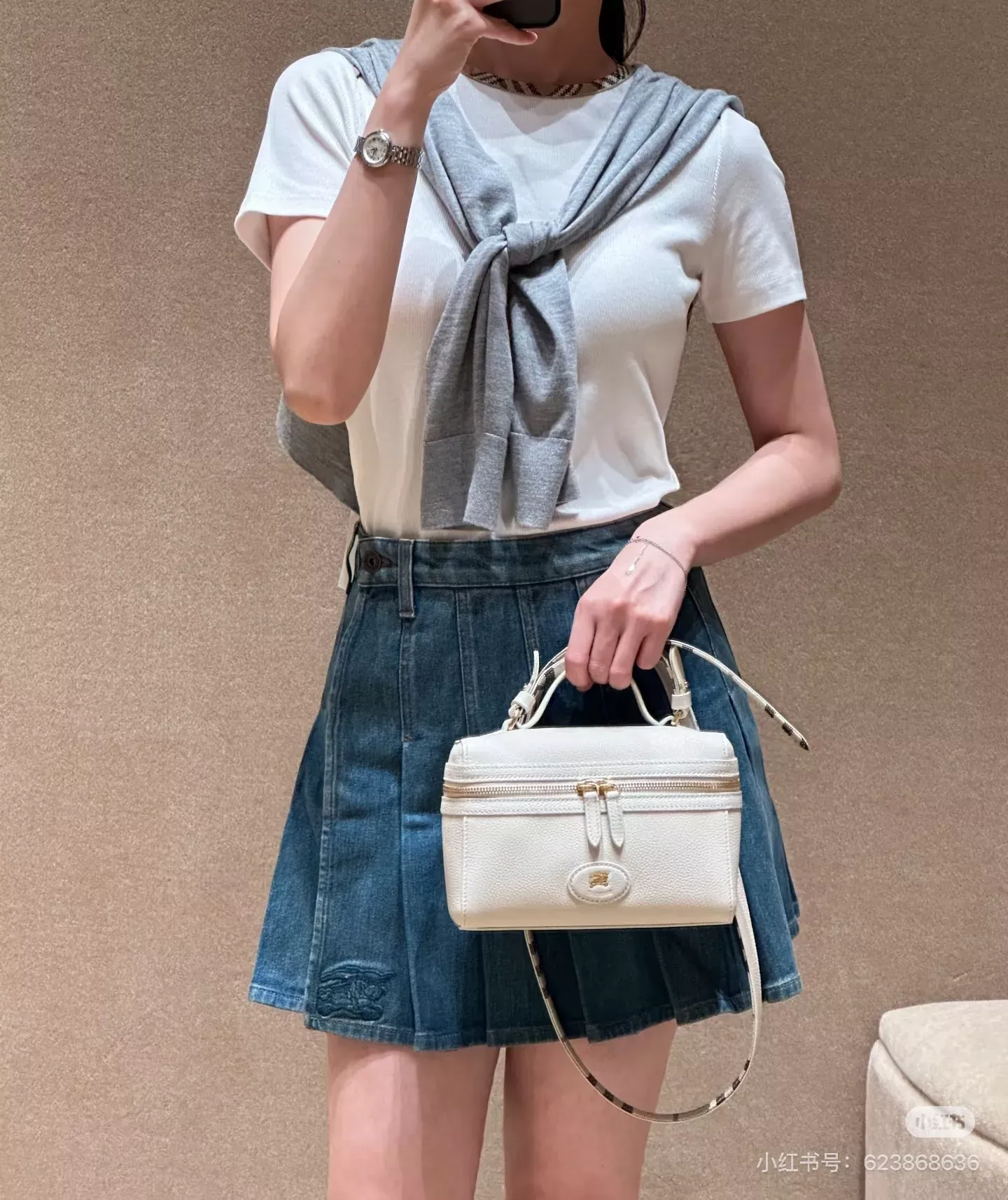 버버리 워싱 데님 플리츠 여성용 미니 스커트 상세 이미지 26