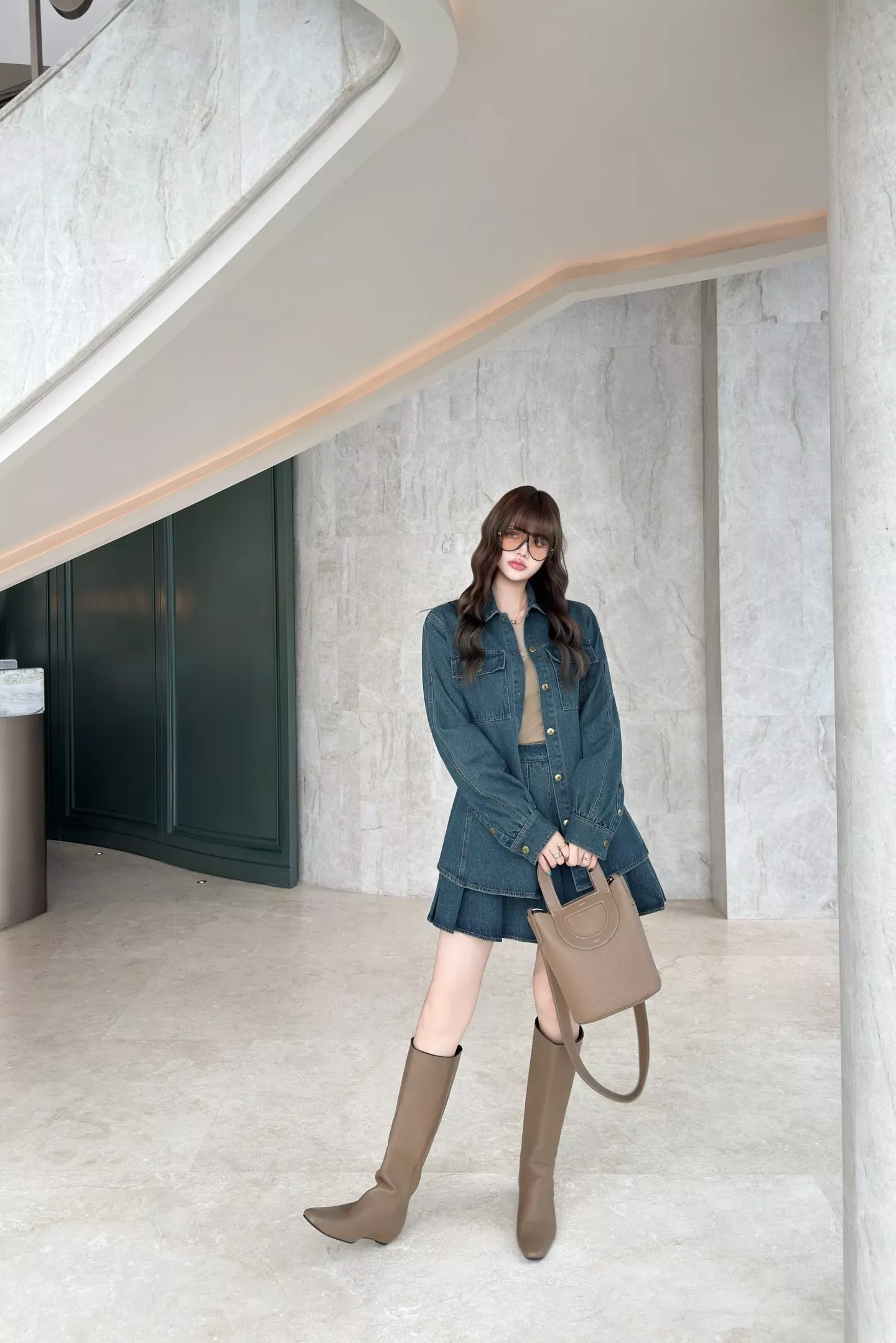 버버리 워싱 데님 플리츠 여성용 미니 스커트 상세 이미지 39