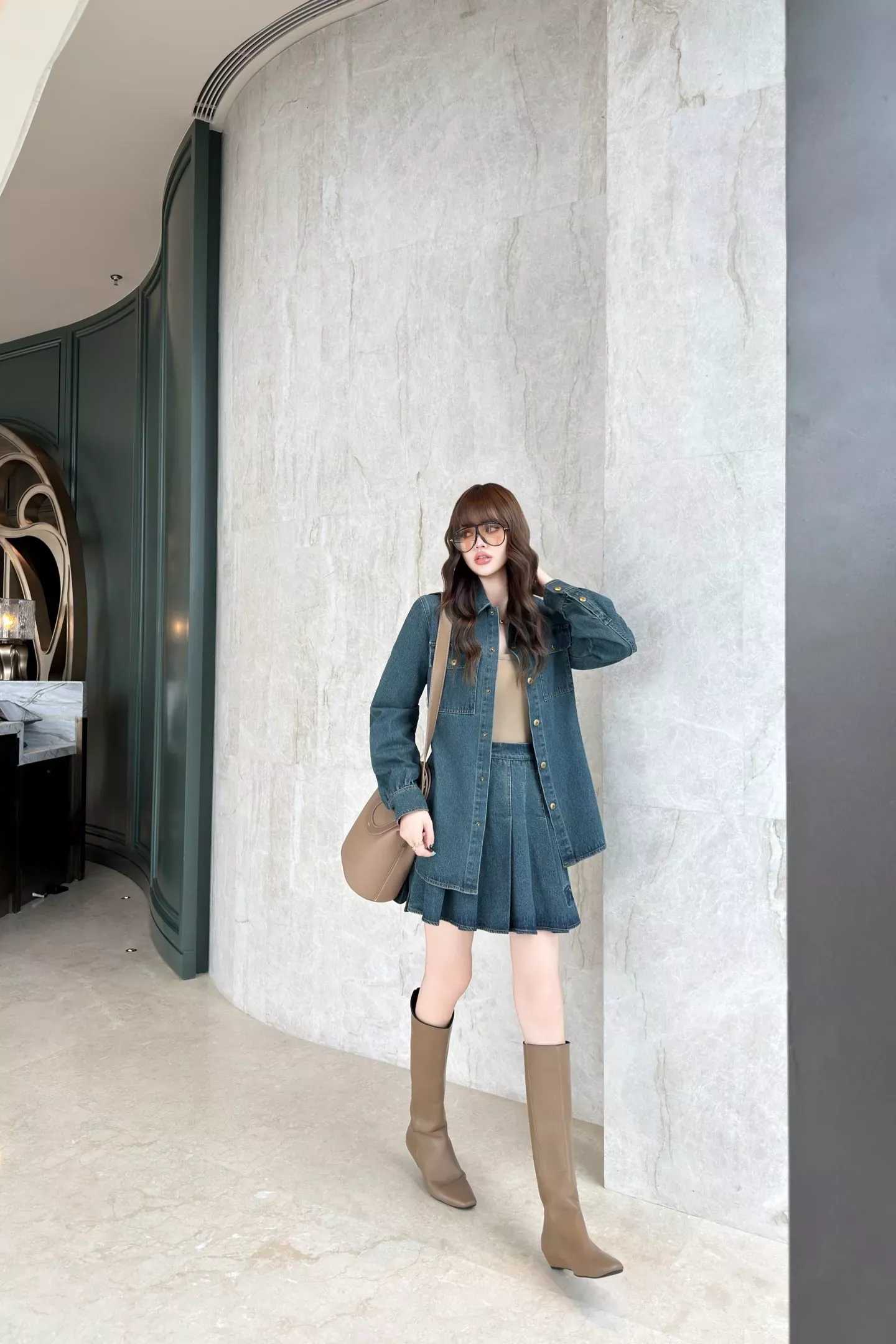 버버리 워싱 데님 플리츠 여성용 미니 스커트 상세 이미지 42