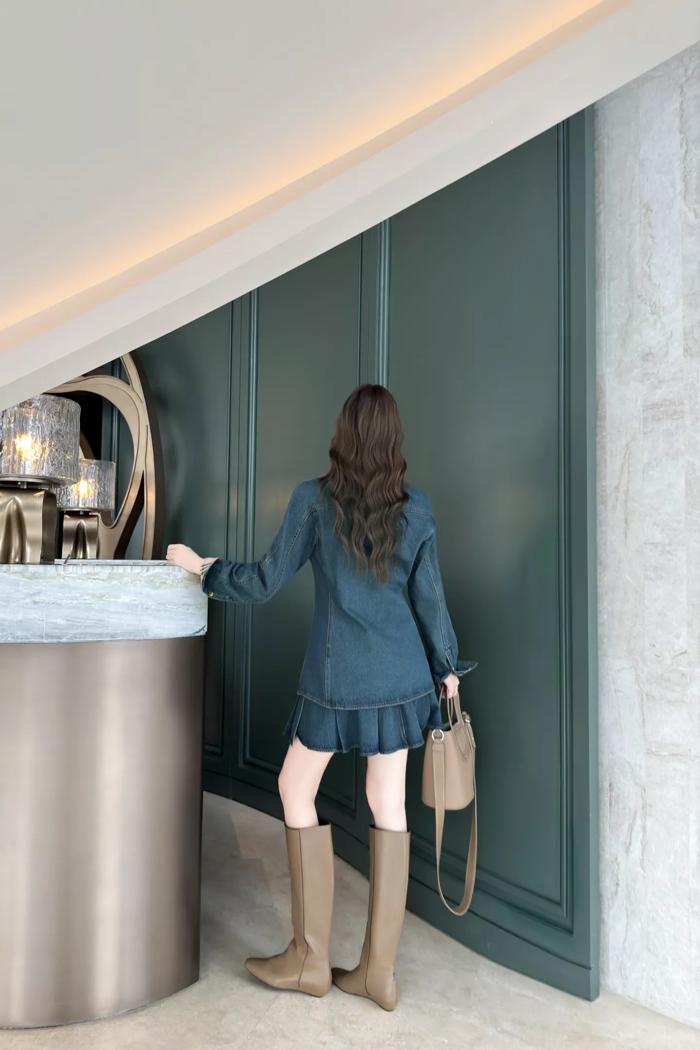 버버리 워싱 데님 플리츠 여성용 미니 스커트 상세 이미지 45