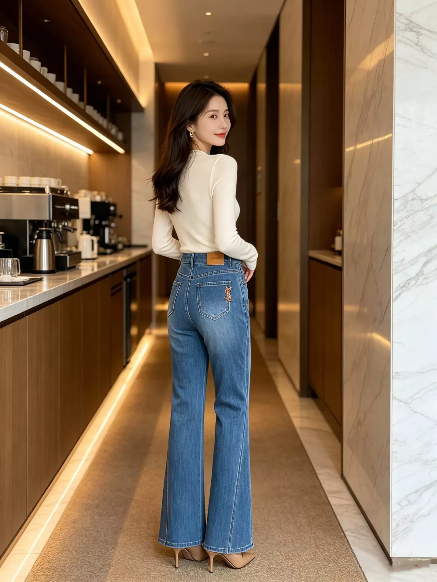 입생로랑 고허리 워싱 여성용 데님 팬츠 상세 이미지 13