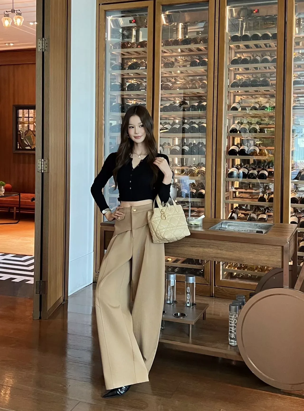 디올 가짜 레이어드 고허리 여성용 슬렉스 팬츠 상세 이미지 16