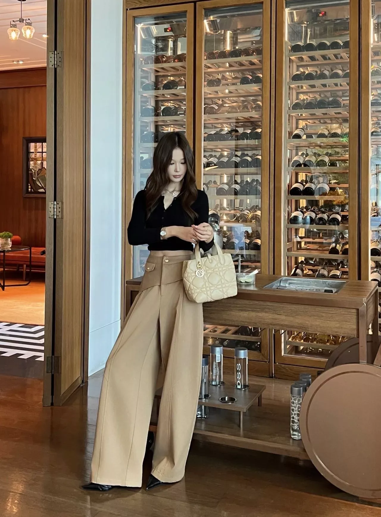디올 가짜 레이어드 고허리 여성용 슬렉스 팬츠 상세 이미지 19