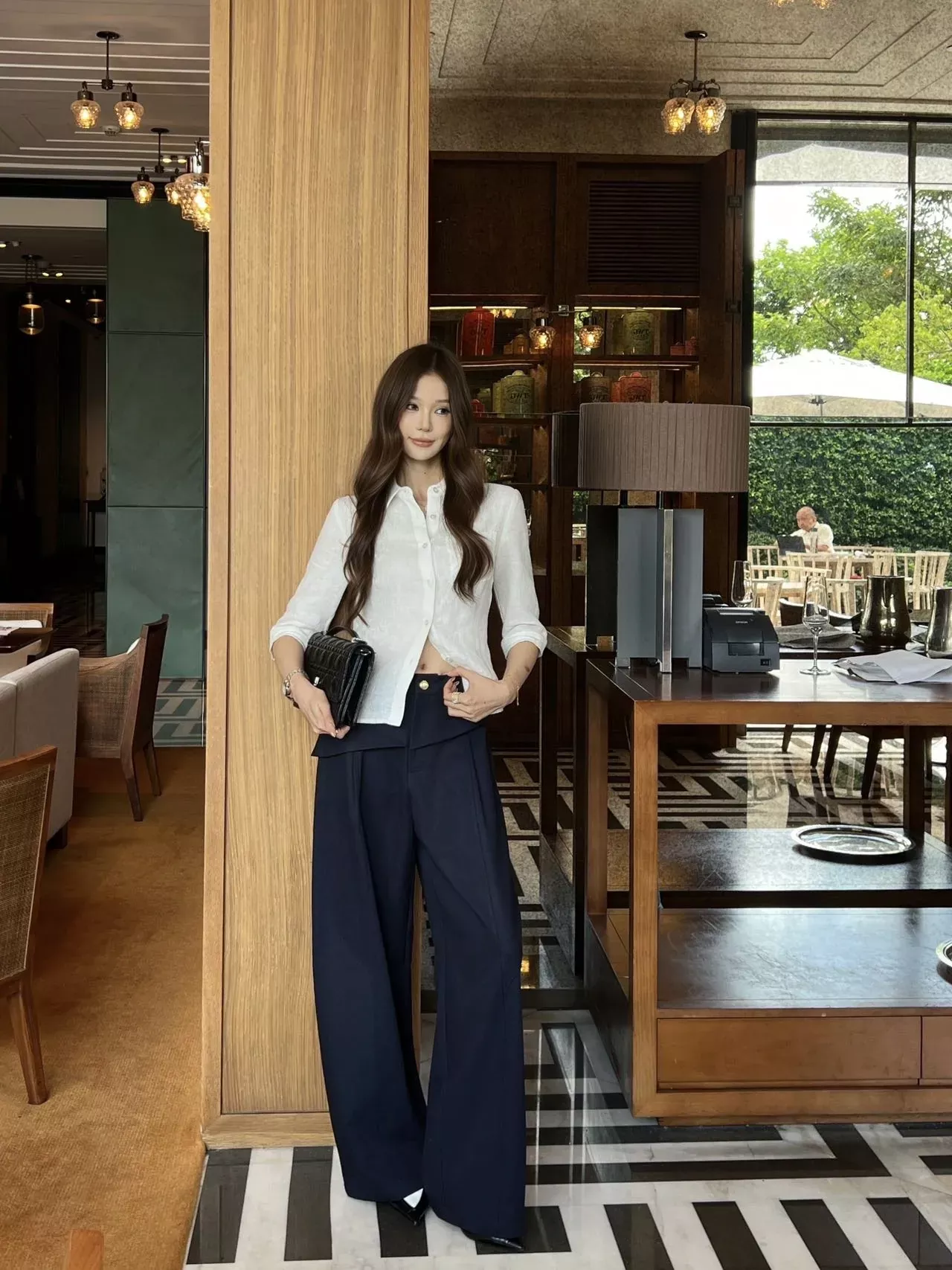 디올 가짜 레이어드 고허리 여성용 슬렉스 팬츠 상세 이미지 24