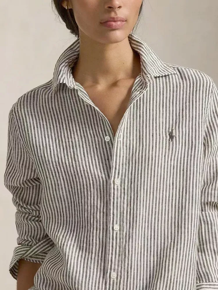 랄프로렌 스트라이프 린넨 남녀공용 긴소매 셔츠 상세 이미지 21