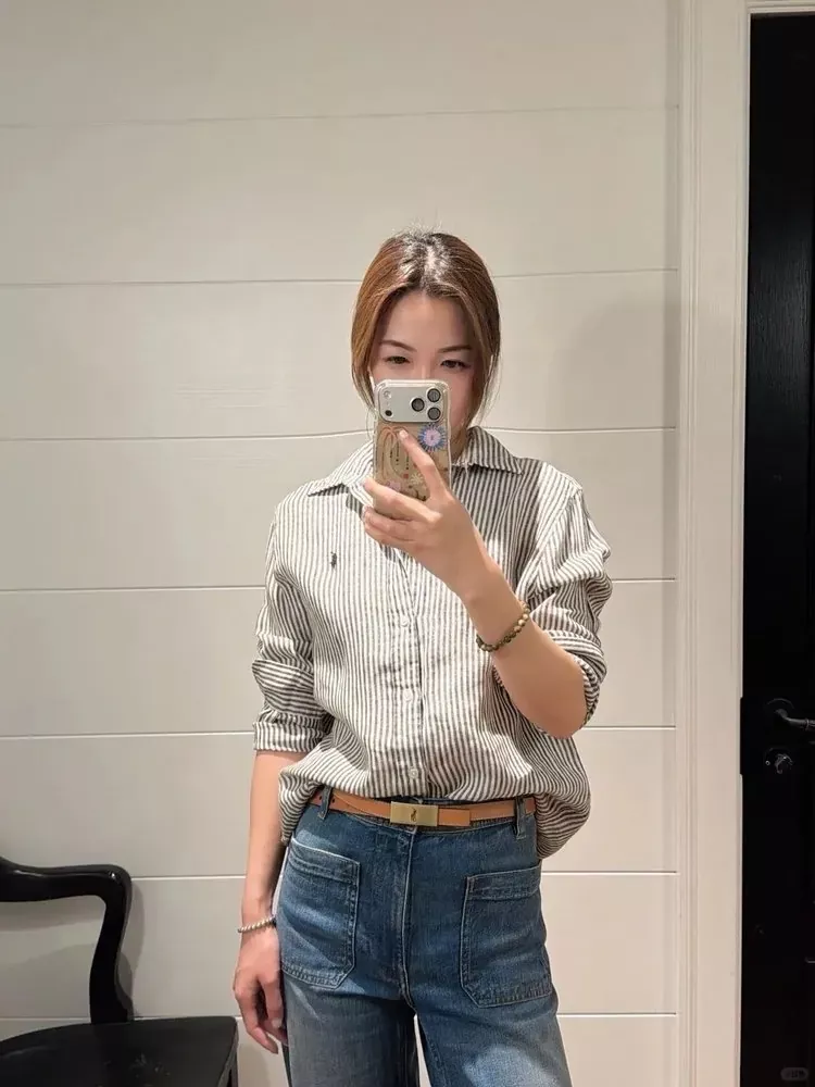 랄프로렌 스트라이프 린넨 남녀공용 긴소매 셔츠 상세 이미지 30