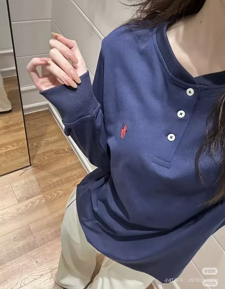 랄프로렌 헨리넥 코튼 자수 남녀공용 긴소매 티셔츠 상세 이미지 66
