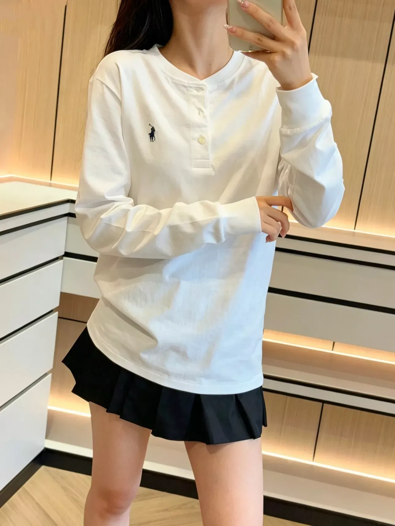 랄프로렌 헨리넥 코튼 자수 남녀공용 긴소매 티셔츠 상세 이미지 83