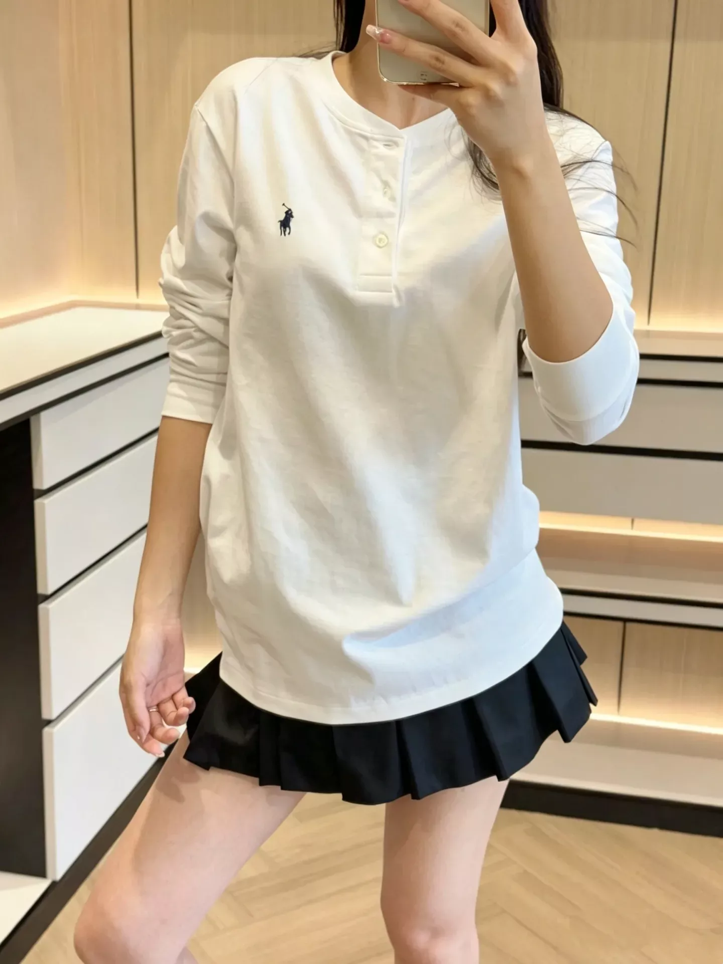 랄프로렌 헨리넥 코튼 자수 남녀공용 긴소매 티셔츠 상세 이미지 84