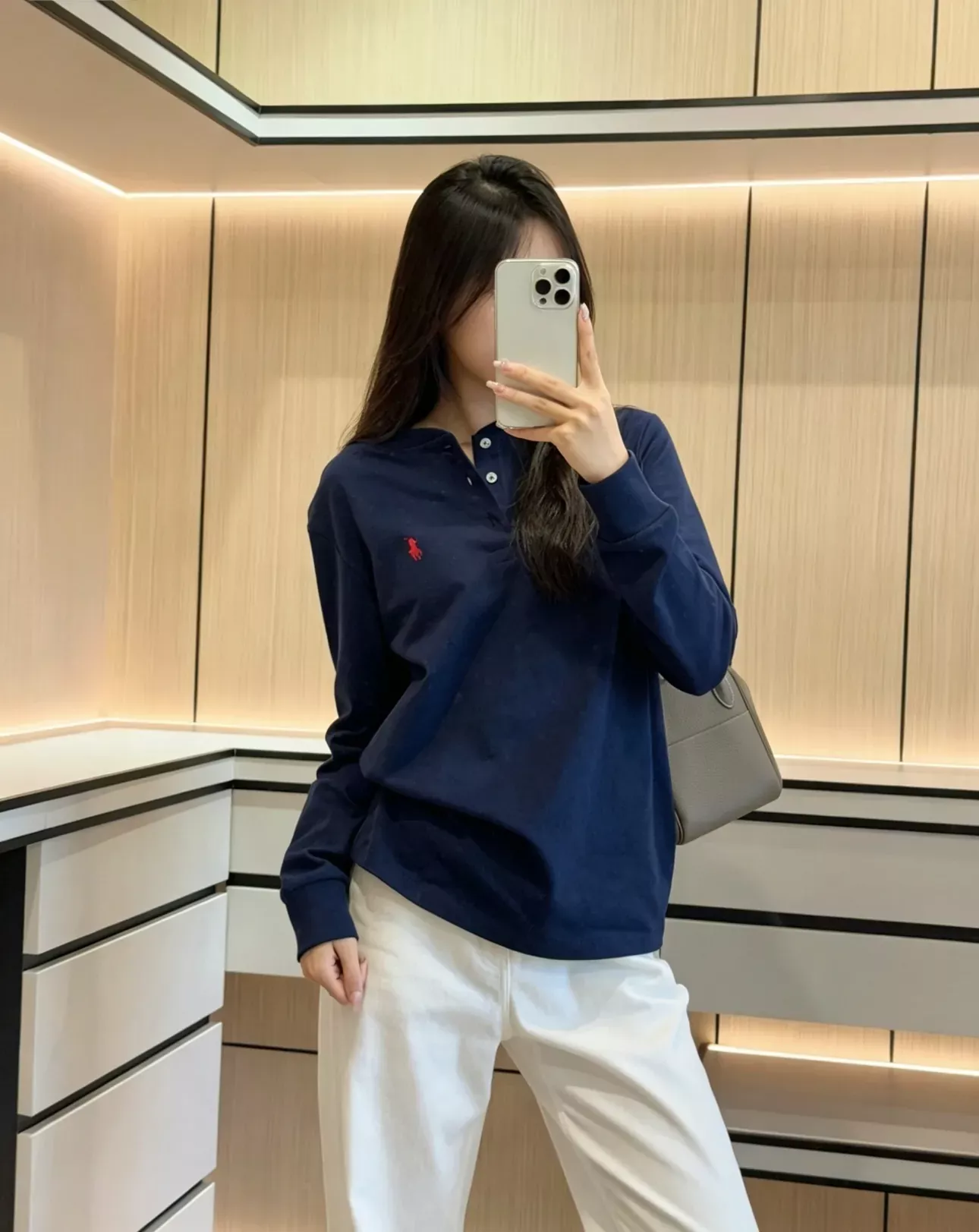랄프로렌 헨리넥 코튼 자수 남녀공용 긴소매 티셔츠 상세 이미지 87