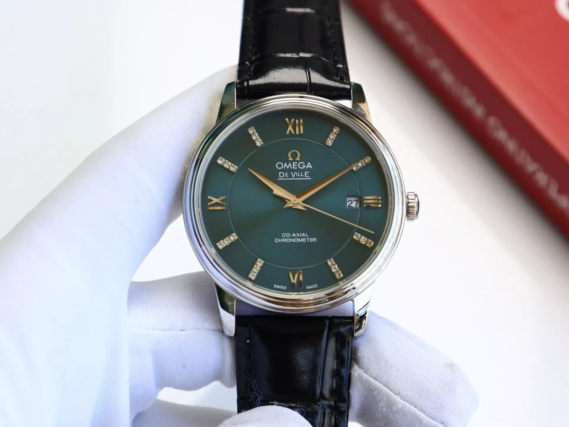 오메가 드빌 오토매틱 39mm 남성용 가죽 시계 상세 이미지 1