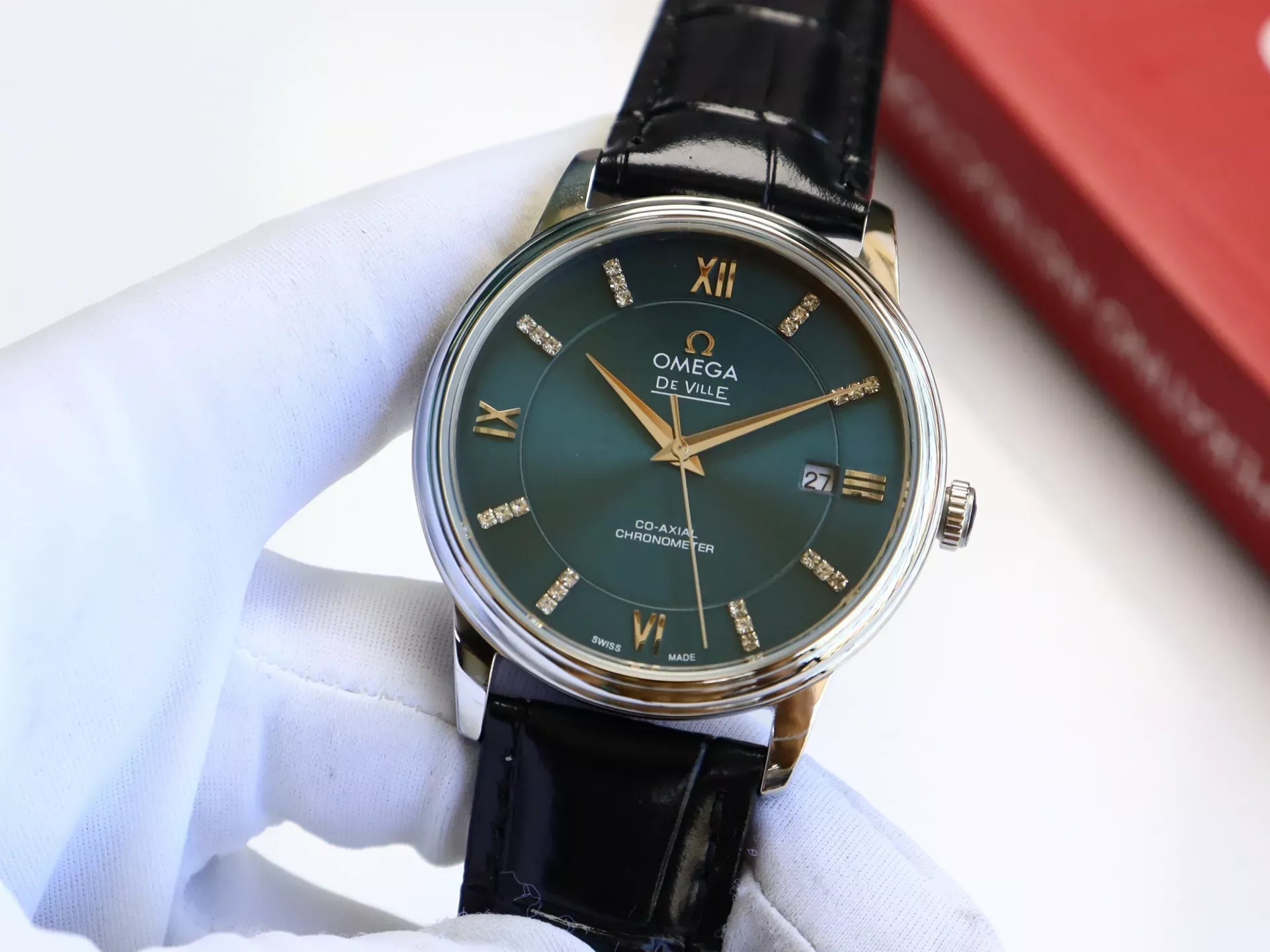 오메가 드빌 오토매틱 39mm 남성용 가죽 시계 상세 이미지 3