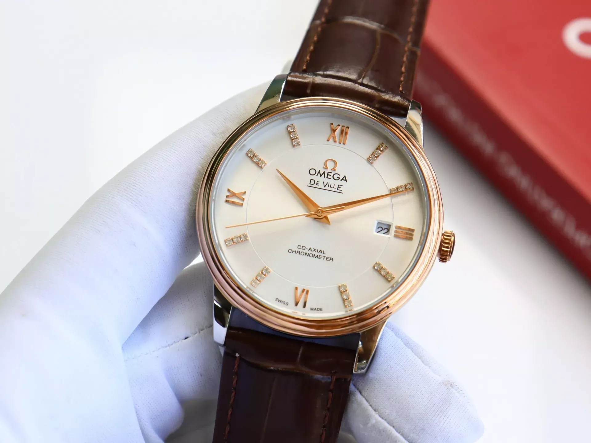 오메가 드빌 오토매틱 39mm 남성용 가죽 시계 상세 이미지 3