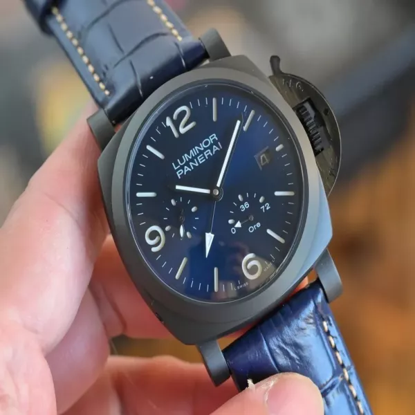 파네라이 자동 기계식 44mm 남성용 가죽 시계