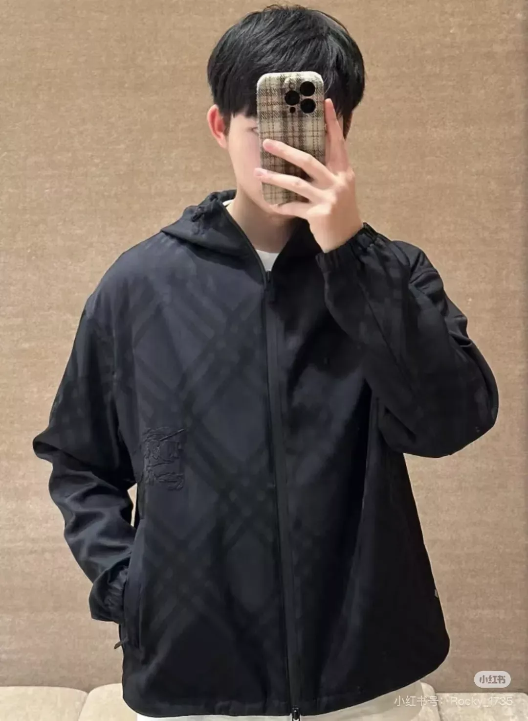 버버리 체크 패턴 집업 후드 재킷 상세 이미지 13