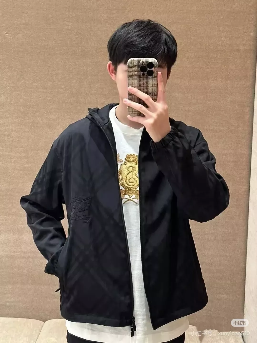 버버리 체크 패턴 집업 후드 재킷 상세 이미지 14