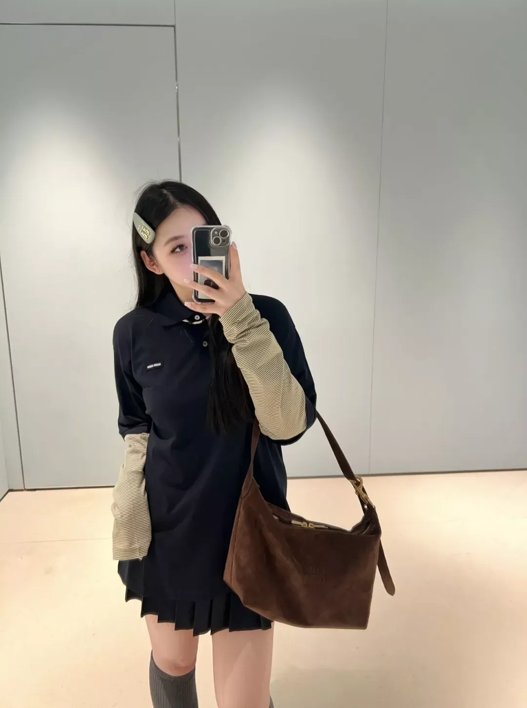 미우미우 레이어드 스트라이프 남녀공용 긴소매 티셔츠 상세 이미지 16