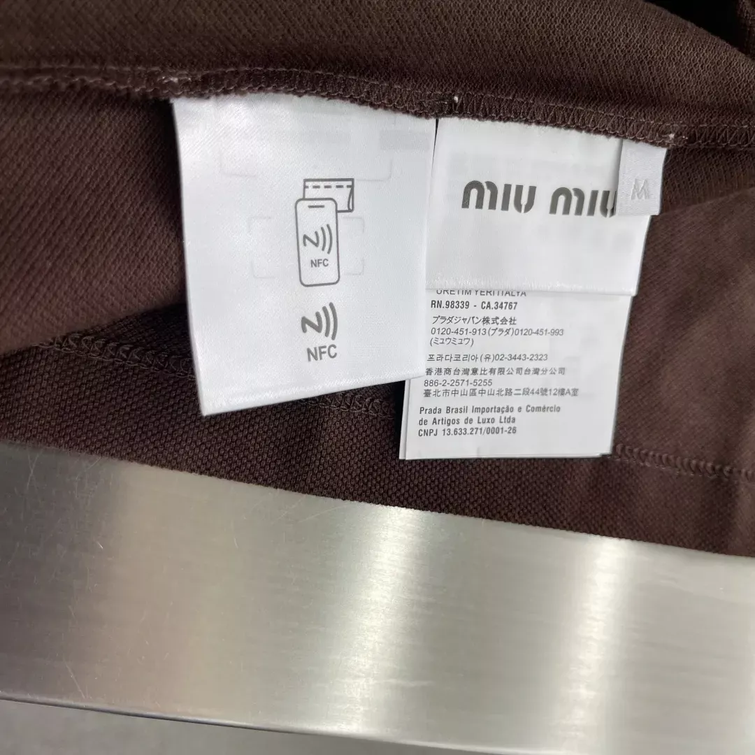 미우미우 자수 로고 긴소매 남녀공용 긴소매 티셔츠 상세 이미지 7