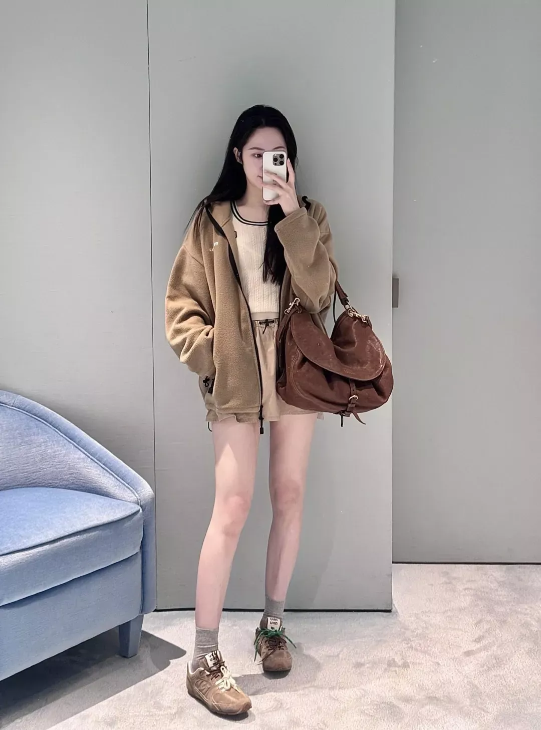 미우미우 자수 보아 집업 남녀공용 플리스 재킷 상세 이미지 20