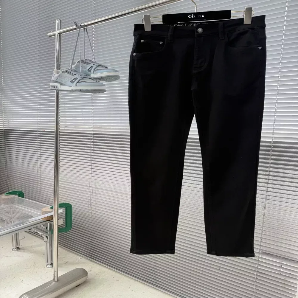 베르사체 메두사 자수 슬림핏 남녀공용 데님 팬츠