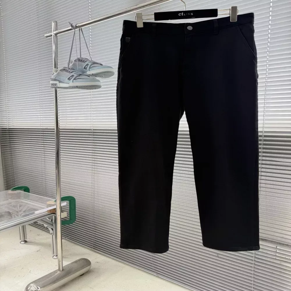 브루넬로쿠치넬리 블랙 코튼 혼방 남녀공용 슬렉스 팬츠