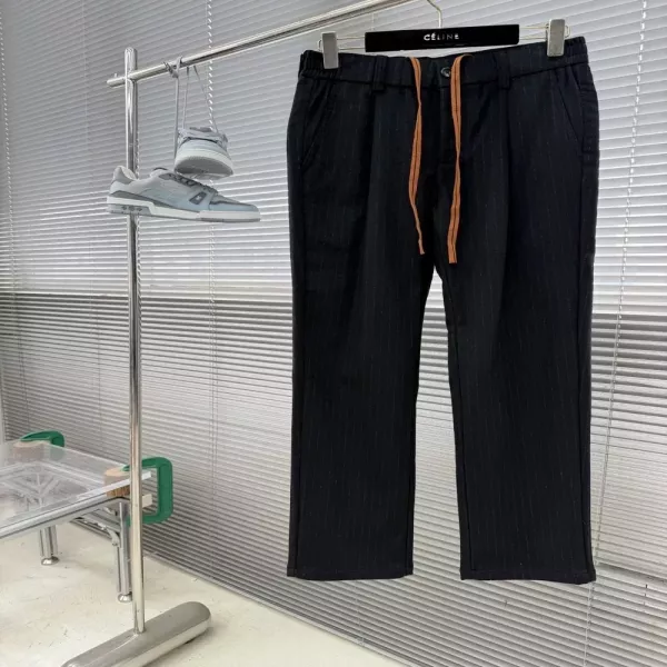 제냐 울 혼방 스트라이프 남녀공용 캐쥬얼 팬츠