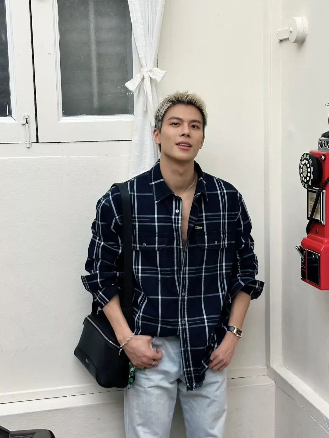 디올 체크 옥스퍼드 데님 남녀공용 긴소매 셔츠 상세 이미지 18
