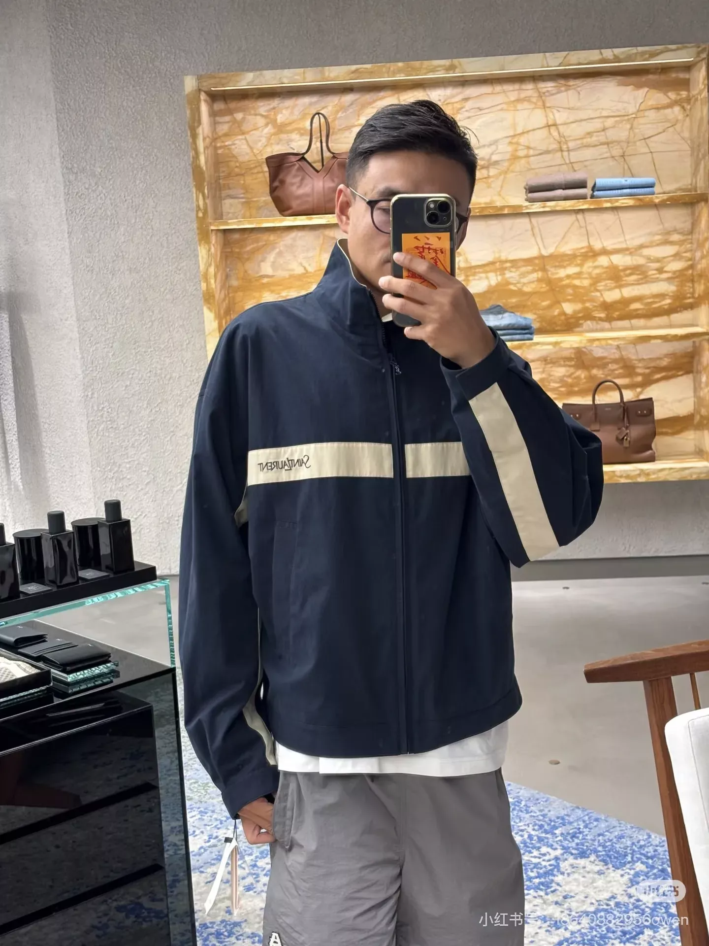 입생로랑 배색 코튼 캔버스 집업 재킷 상세 이미지 33