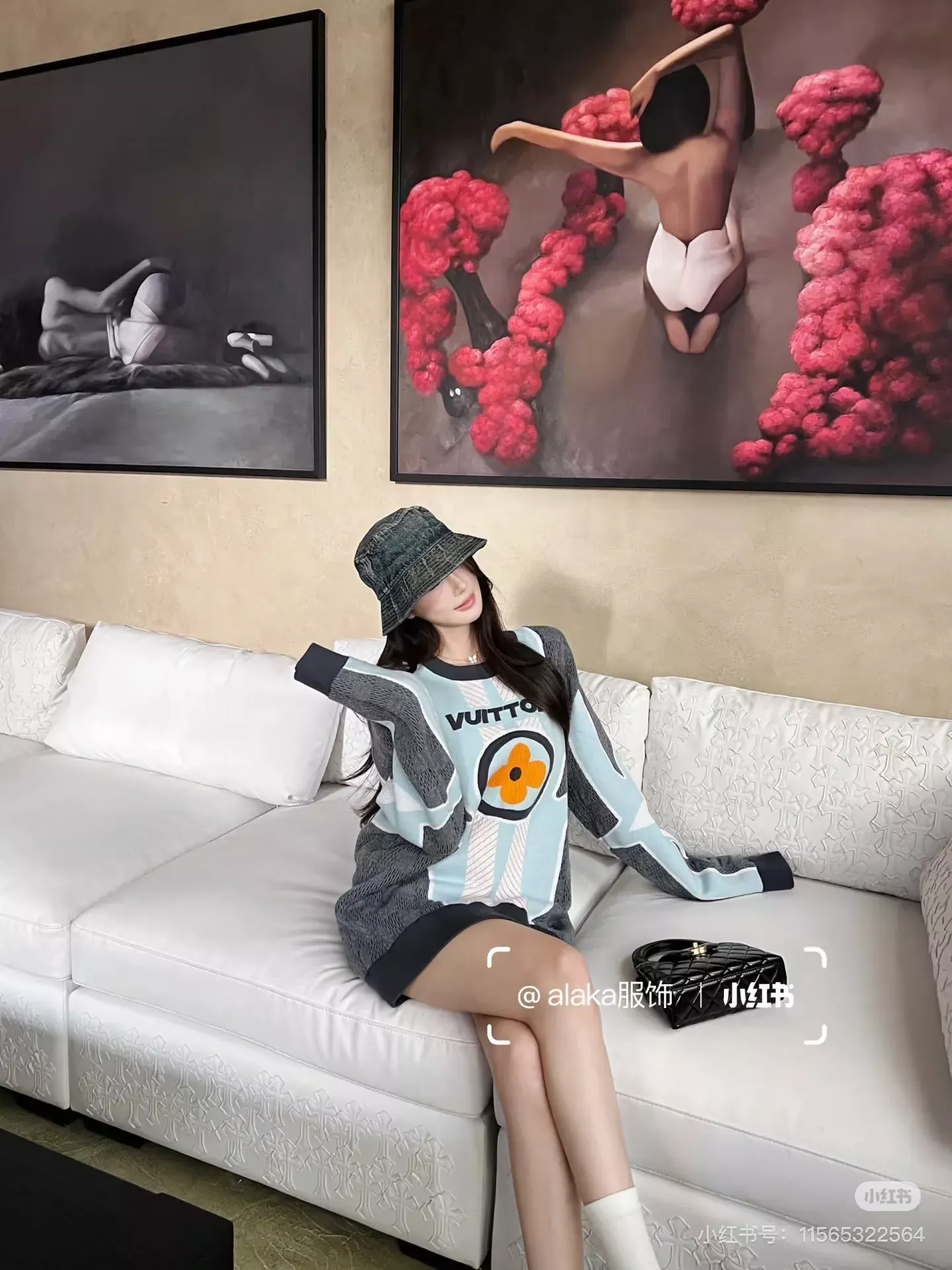 루이비통 체커보드 자카드 맨투맨 티셔츠 상세 이미지 35