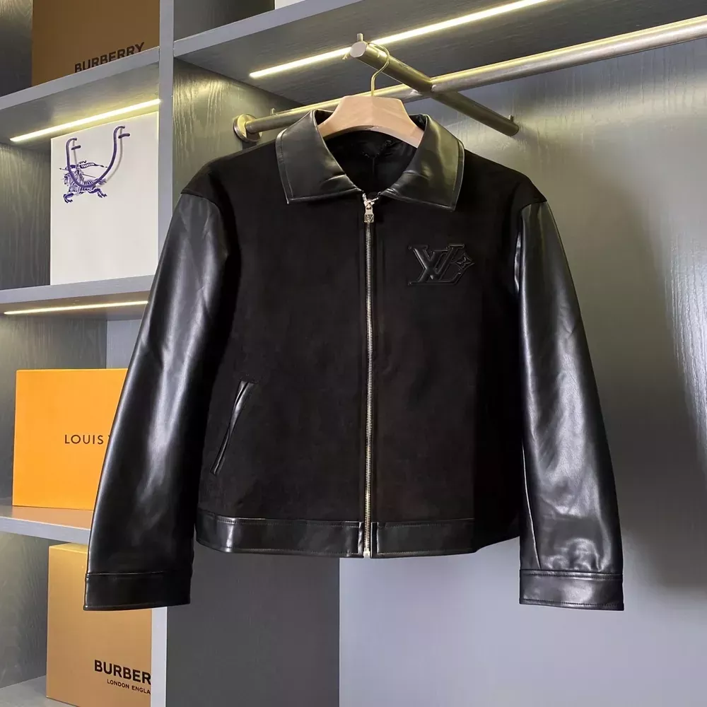 루이비통 스웨이드 배색 숏 가죽 재킷