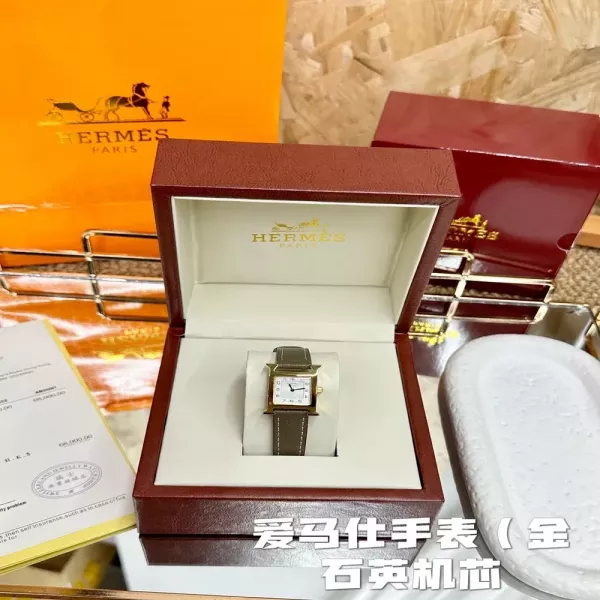 에르메스 스위스 쿼츠 스퀘어 여성용 가죽 시계