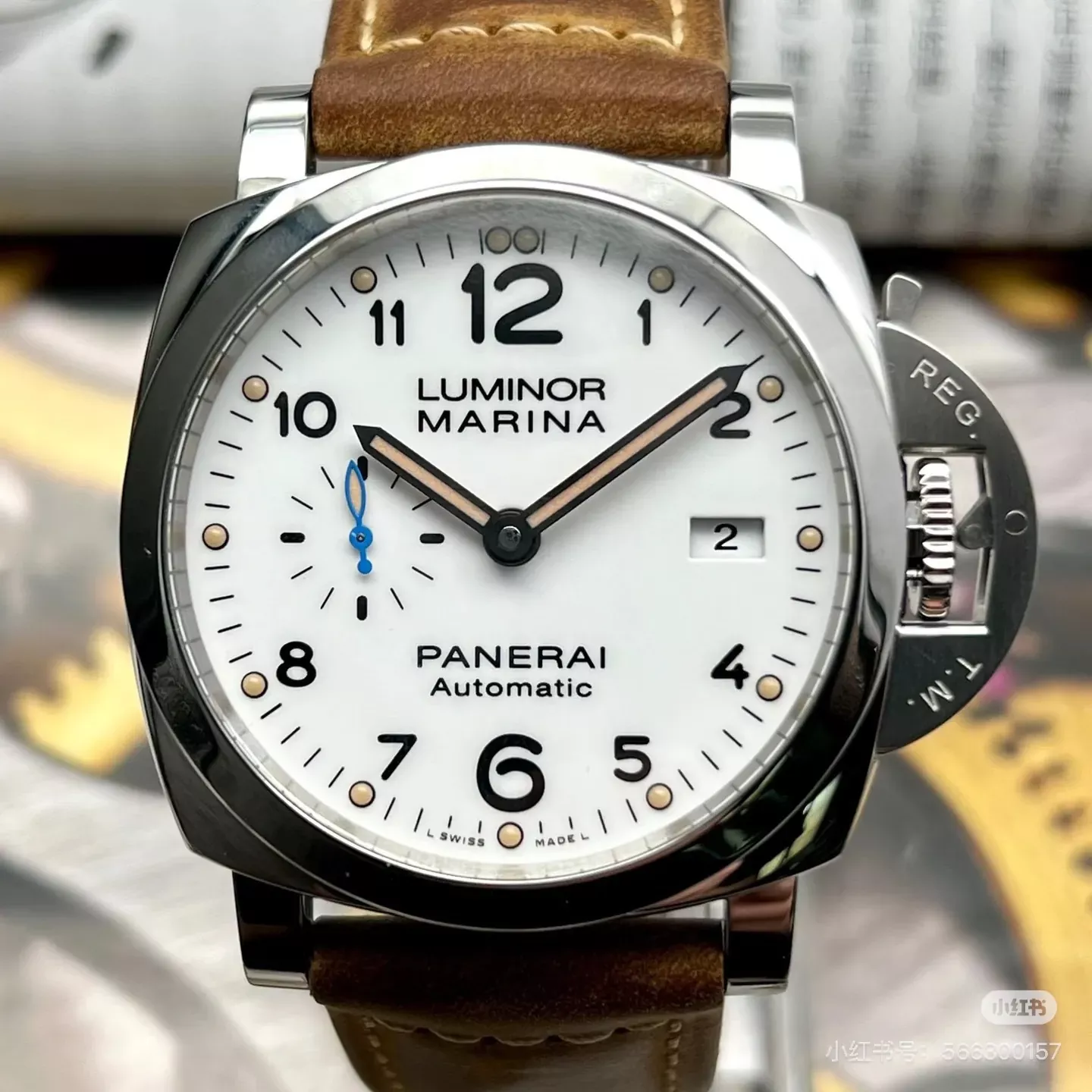 파네라이 루미노르 40mm 남성용 가죽 시계 상세 이미지 10