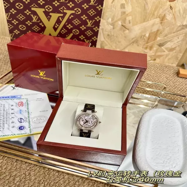 루이비통 쿼츠 40mm 여성용 가죽 시계
