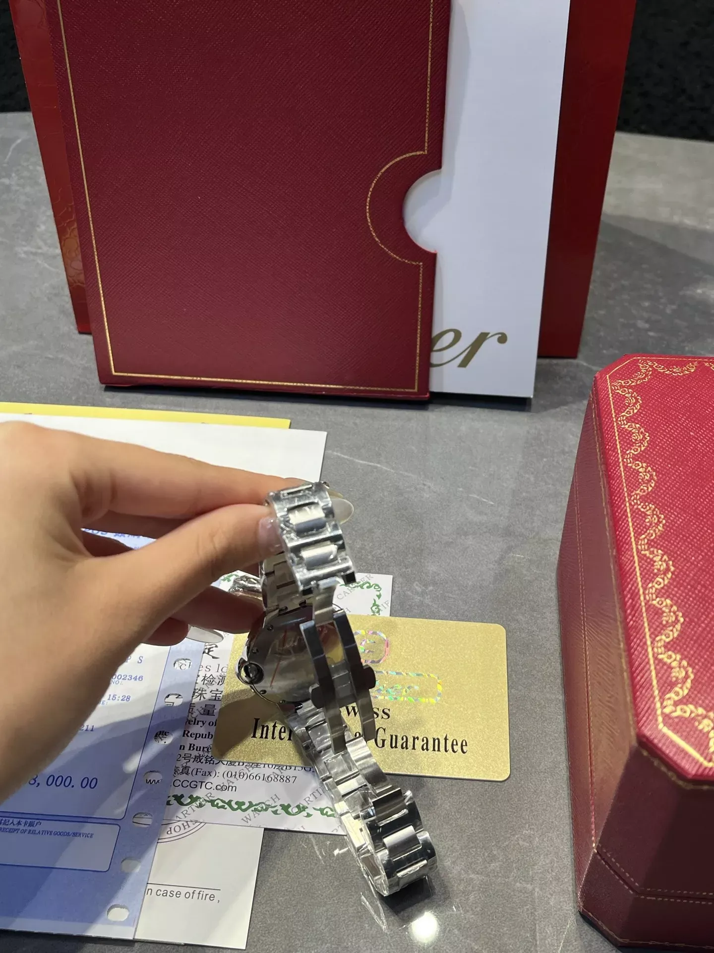까르띠에 블루 다이얼 스틸 여성용 메탈 시계 상세 이미지 8