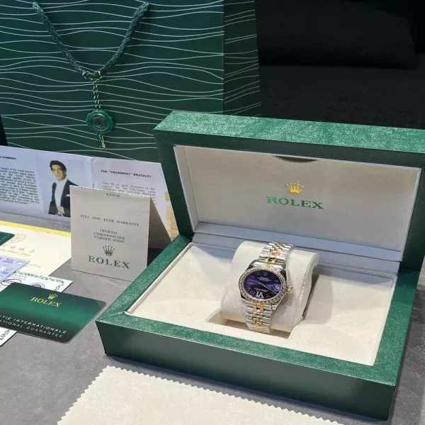 롤렉스 로그 시리즈 31mm 여성용 메탈 시계