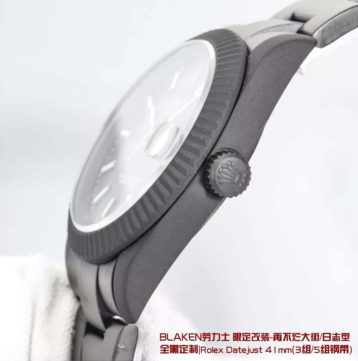 롤렉스 블랙 커스텀 41mm 남성용 메탈 시계 상세 이미지 7