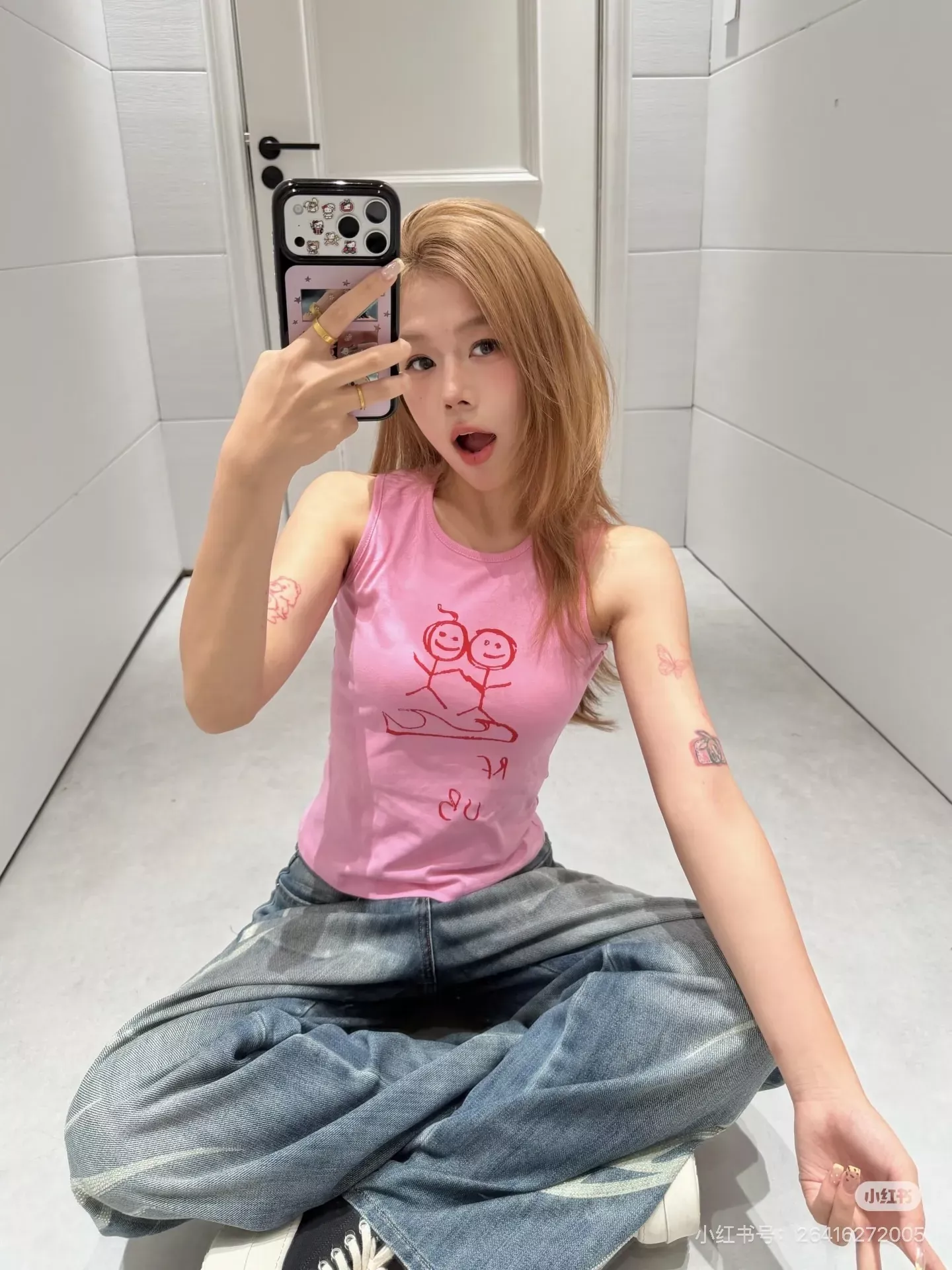 어반소피스티케이션 스틱맨 프린트 크롭 여성용 탱크탑 상세 이미지 13