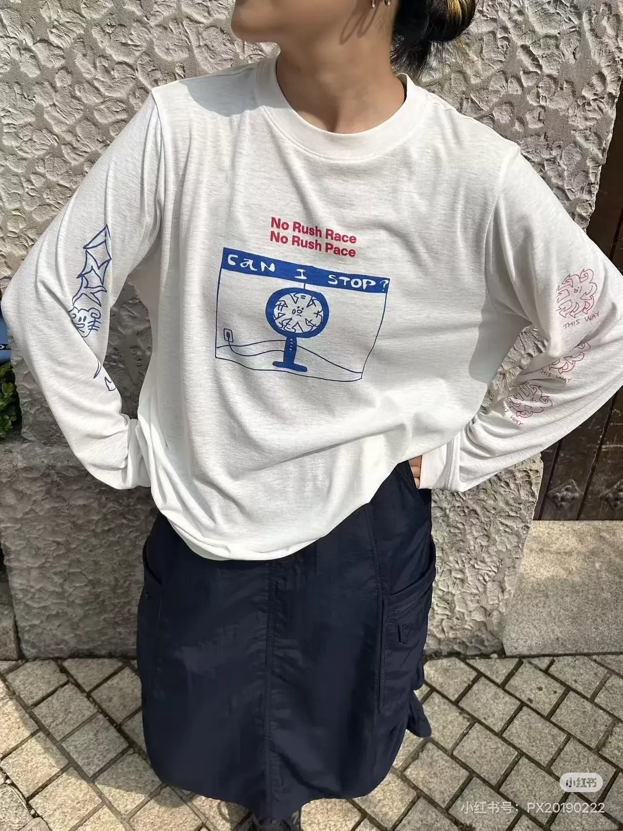안코라우 아트 프린트 여성용 긴소매 티셔츠 상세 이미지 17