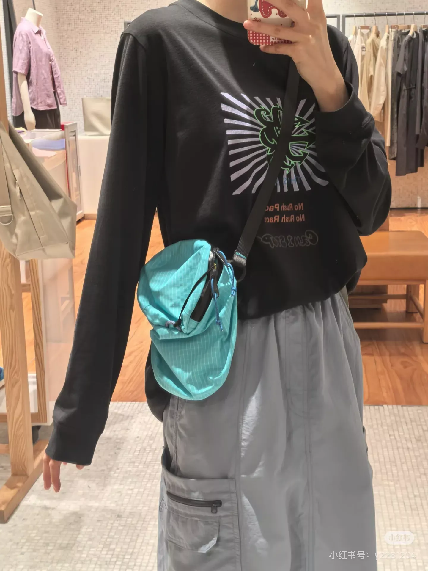 안코라우 아트 프린트 여성용 긴소매 티셔츠 상세 이미지 20