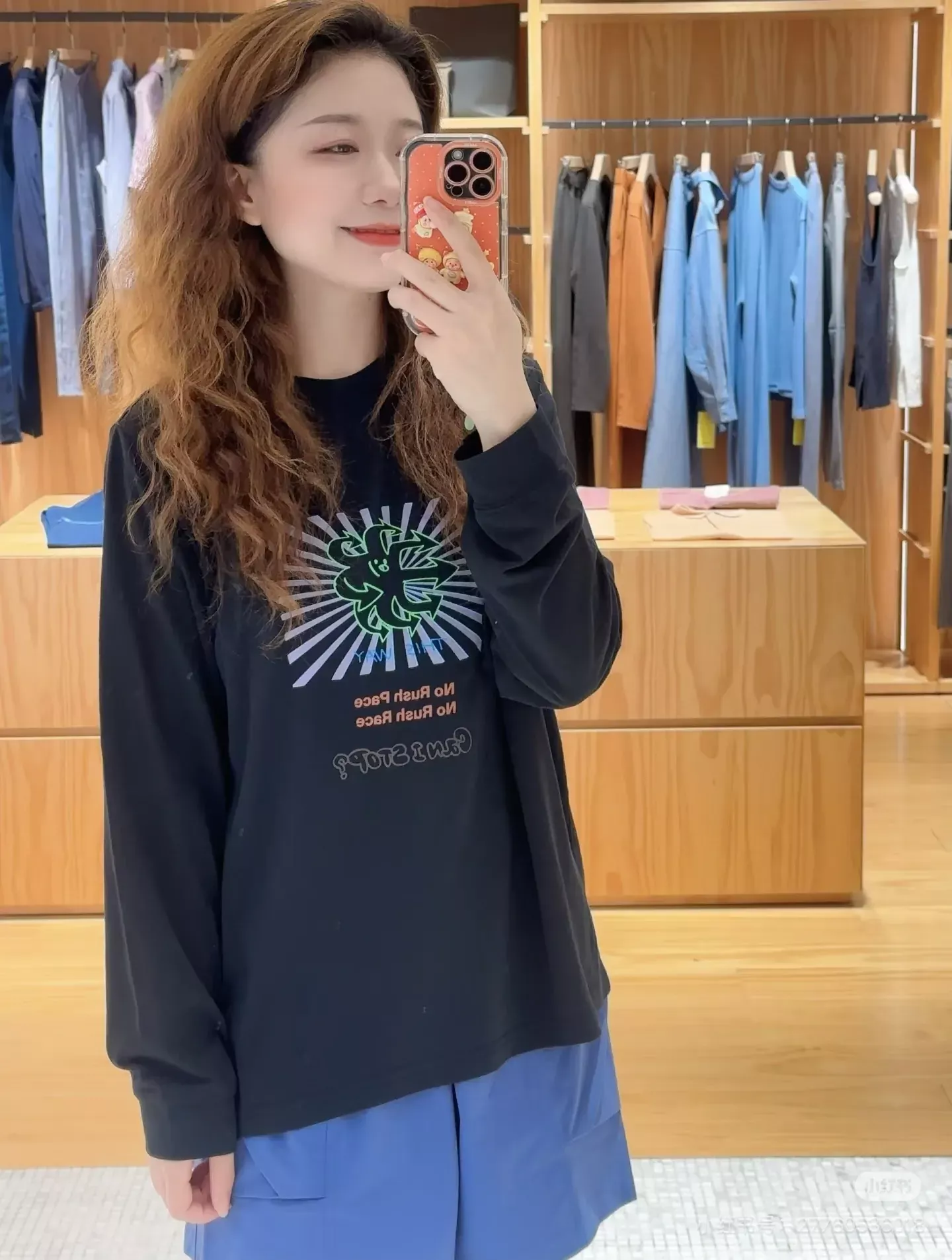 안코라우 아트 프린트 여성용 긴소매 티셔츠 상세 이미지 25