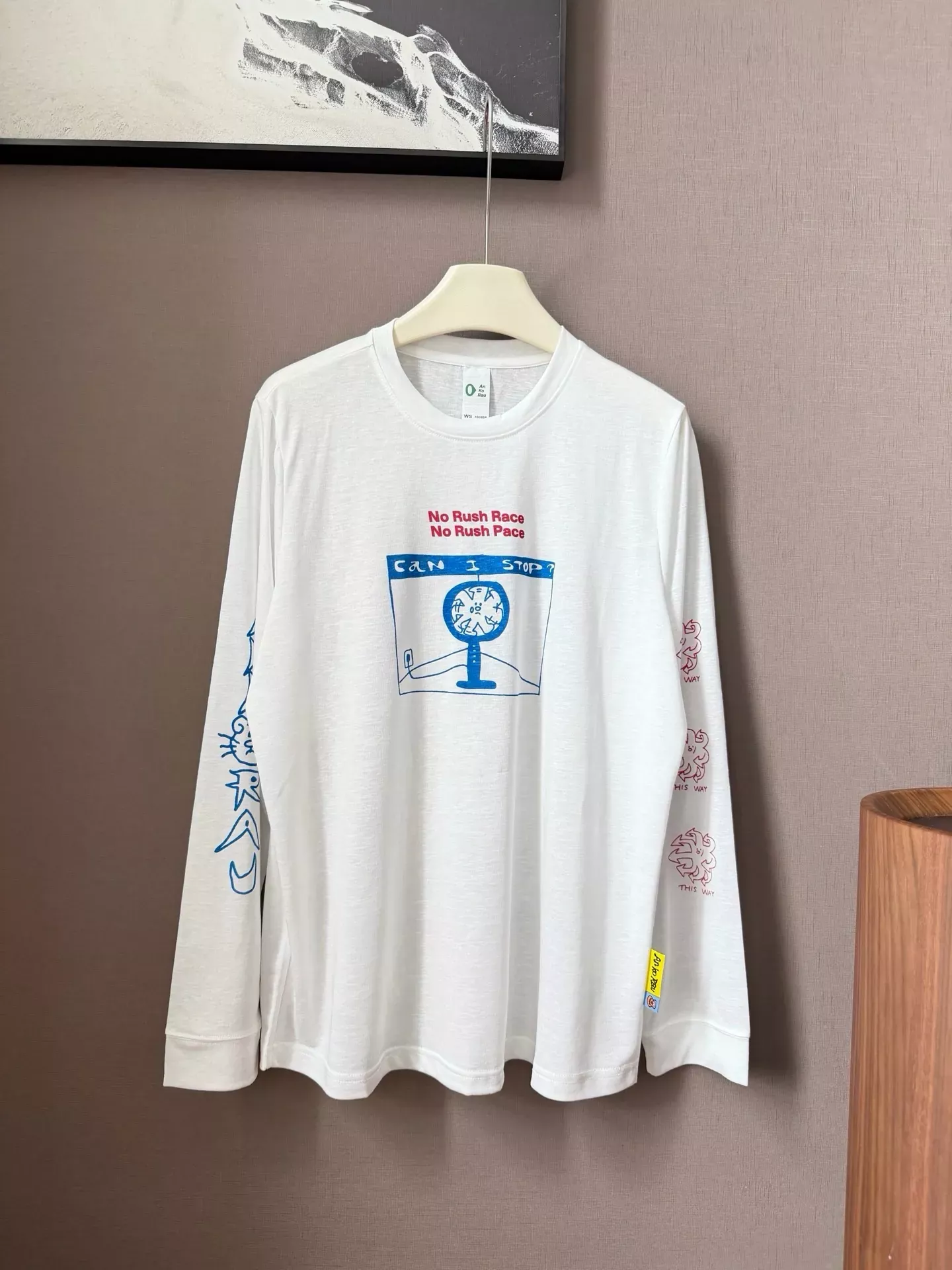 안코라우 아트 프린트 여성용 긴소매 티셔츠 상세 이미지 35